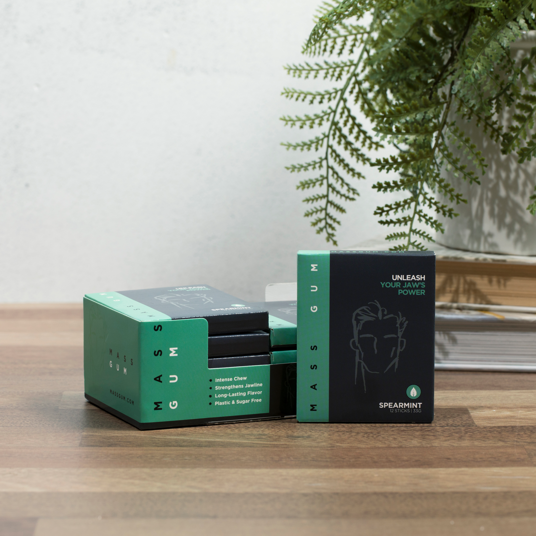 MASS GUM - Premium Tough Chewing Gum - Jawline Exerciser - 10 Packs of 12 Pieces (120 Total Pieces)