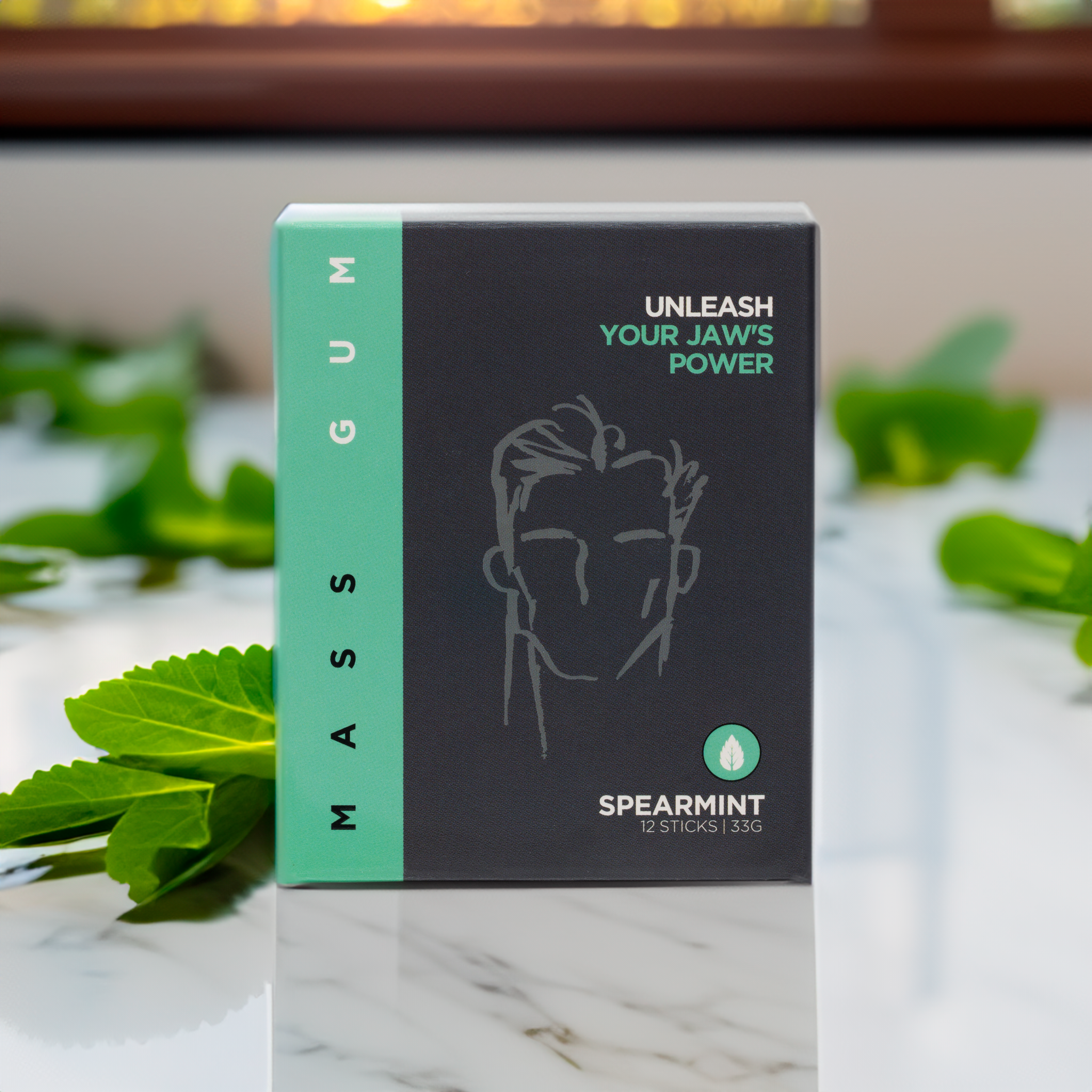 MASS GUM - Premium Tough Chewing Gum - Jawline Exerciser - 10 Packs of 12 Pieces (120 Total Pieces)